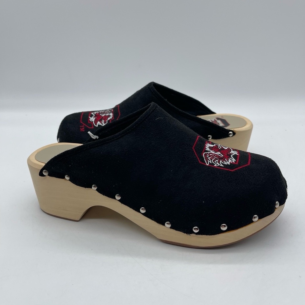 South Carolina Gamecocks 1223-PWC Women's Size 8 Black Spirit Fashion Wood Clogs